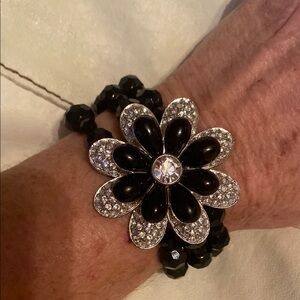 Lia Sophia Corsage Elegant Black Flower Bracelet